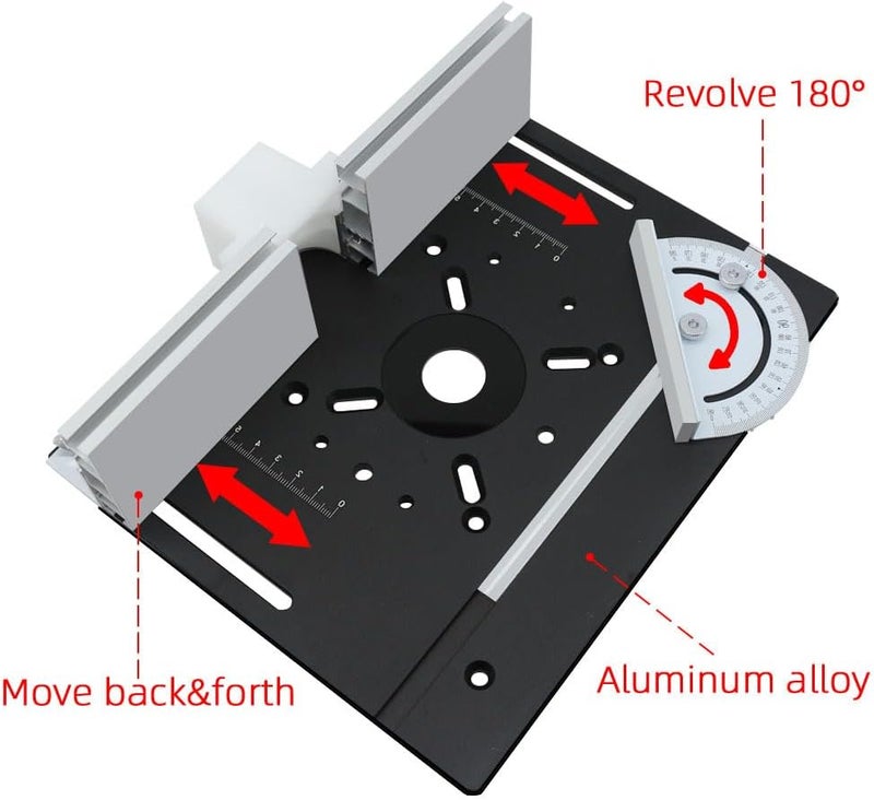 JCFANTS Store Router Table Insert Plate, Woodworking Benches Router Flip Plate, Aluminium Router Table for 65mm Diameter Motors Woodworking Router Table Workbench Trimmer Engraving Machine (Black) - Image 2
